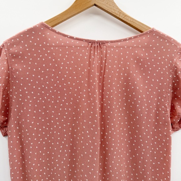 Rails Bretton Rosewood Mini Hearts Flutter Sleeve Top in Pink Size Small - Picture 5 of 11